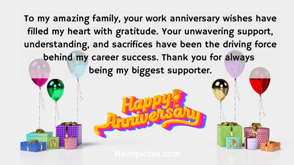 Thank You Message for Work Anniversary Wishes for Family 